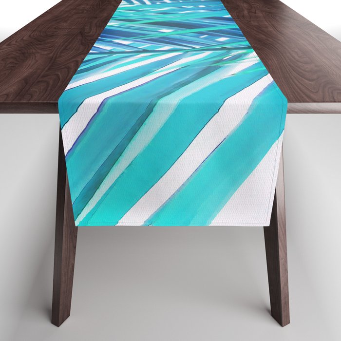 Turquoise Palm Leaves Table Runner Gallery Image 1
