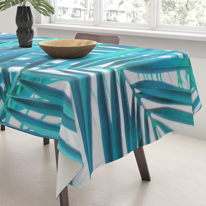 Turquoise Palm Leaves Tablecloth Gallery Image 3