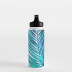 Turquoise Palm Leaves Water Bottle Gallery Image 3