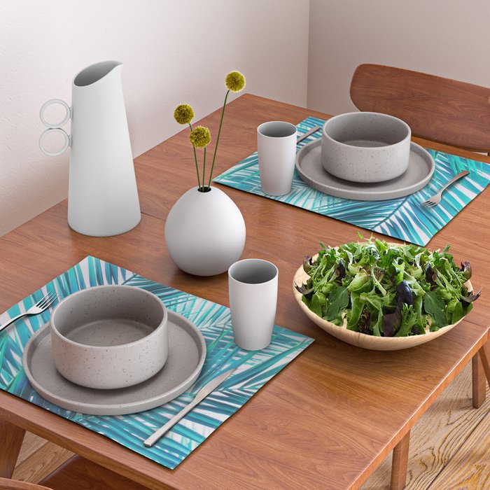 Turquoise Palm Leaves Placemat Gallery Image 2
