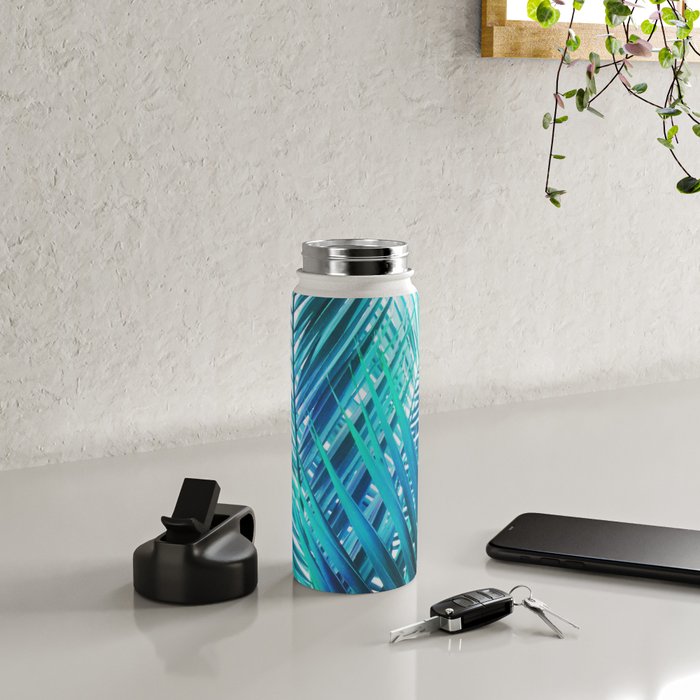 Turquoise Palm Leaves Water Bottle Gallery Image 4