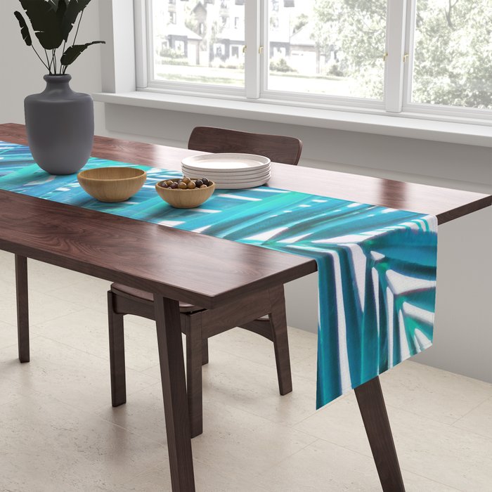 Turquoise Palm Leaves Table Runner Gallery Image 2