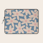 Daisy Time Retro Floral Pattern in Medium Blue and Pale Blush Laptop Sleeve Gallery Image 1