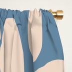 Daisy Time Retro Floral Pattern in Medium Blue and Pale Blush Window Curtain Gallery Image 2
