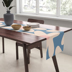 Daisy Time Retro Floral Pattern in Medium Blue and Pale Blush Table Runner Gallery Image 2
