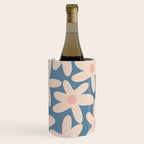 Daisy Time Retro Floral Pattern in Medium Blue and Pale Blush Wine Chiller Gallery Image 2