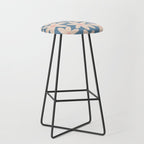 Daisy Time Retro Floral Pattern in Medium Blue and Pale Blush Stool Gallery Image 1