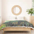 Evening at Baakan - Mountain Trees and Clouds - Nature Landscape in Green & Orange Duvet Cover Gallery Image 3