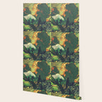 Evening at Baakan - Mountain Trees and Clouds - Nature Landscape in Green & Orange Wallpaper Gallery Image 2
