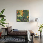 Evening at Baakan - Mountain Trees and Clouds - Nature Landscape in Green & Orange Wood Wall Art Gallery Image 2