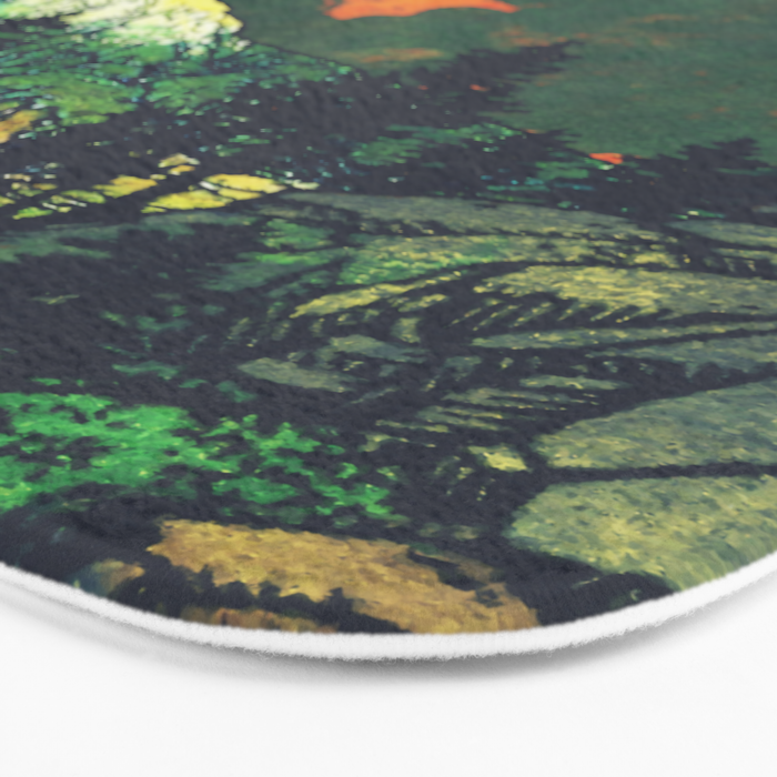 Evening at Baakan - Mountain Trees and Clouds - Nature Landscape in Green & Orange Bath Mat Gallery Image 3