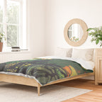 Evening at Baakan - Mountain Trees and Clouds - Nature Landscape in Green & Orange Duvet Cover Gallery Image 2