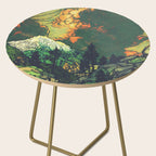 Evening at Baakan - Mountain Trees and Clouds - Nature Landscape in Green & Orange Side Table Gallery Image 2