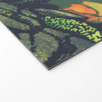Evening at Baakan - Mountain Trees and Clouds - Nature Landscape in Green & Orange Welcome Mat Gallery Image 2