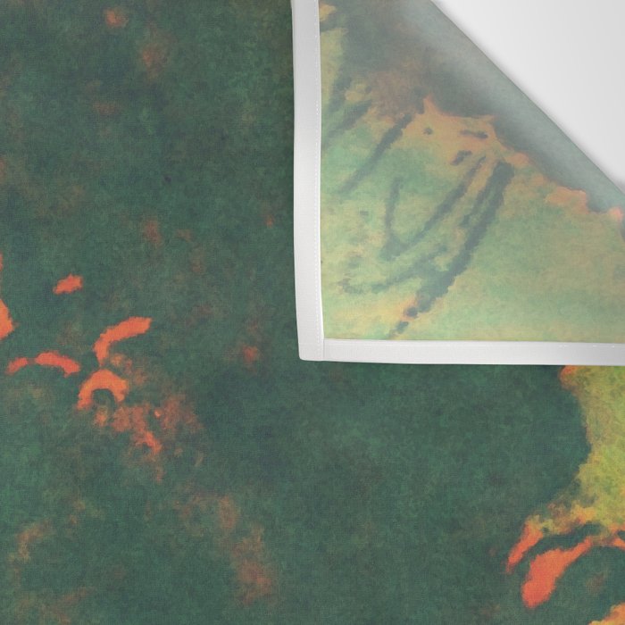 Evening at Baakan - Mountain Trees and Clouds - Nature Landscape in Green & Orange Wall Tapestry Gallery Image 3