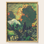 Evening at Baakan - Mountain Trees and Clouds - Nature Landscape in Green & Orange Serving Tray Gallery Image 1