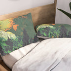 Evening at Baakan - Mountain Trees and Clouds - Nature Landscape in Green & Orange Pillow Sham Gallery Image 2
