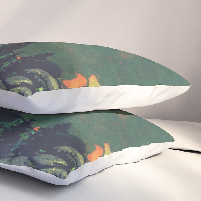 Evening at Baakan - Mountain Trees and Clouds - Nature Landscape in Green & Orange Pillow Sham Gallery Image 3