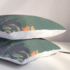 Evening at Baakan - Mountain Trees and Clouds - Nature Landscape in Green & Orange Pillow Sham Gallery Image 3