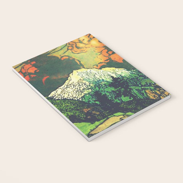 Evening at Baakan - Mountain Trees and Clouds - Nature Landscape in Green & Orange Notebook Gallery Image 3