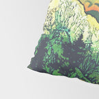 Evening at Baakan - Mountain Trees and Clouds - Nature Landscape in Green & Orange Pillow Sham Gallery Image 4