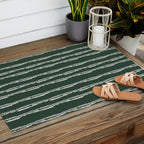 Emerald Herringbone Stripes Outdoor Rug Gallery Image 2