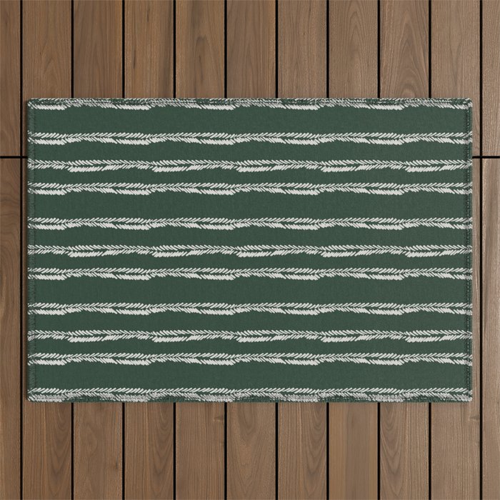 Emerald Herringbone Stripes Outdoor Rug Gallery Image 1