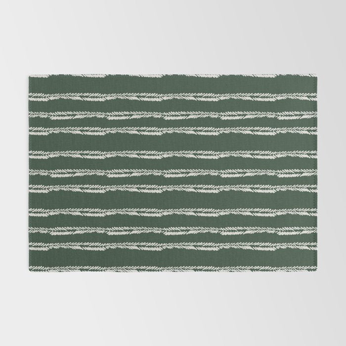 Emerald Herringbone Stripes Rug Gallery Image 2