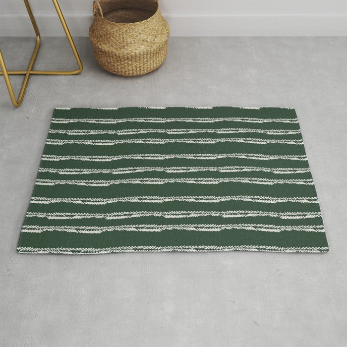 Emerald Herringbone Stripes Rug Gallery Image 1