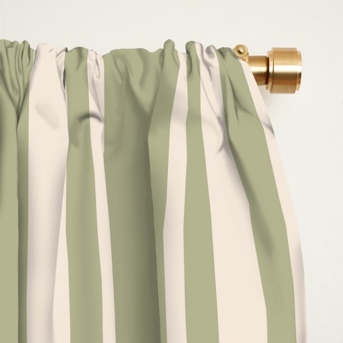 Mediterranean Ticking Stripe Sage Sand  Window Curtain Gallery Image 2