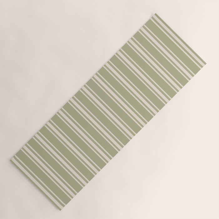 Mediterranean Ticking Stripe Sage Sand  Yoga Mat Gallery Image 1