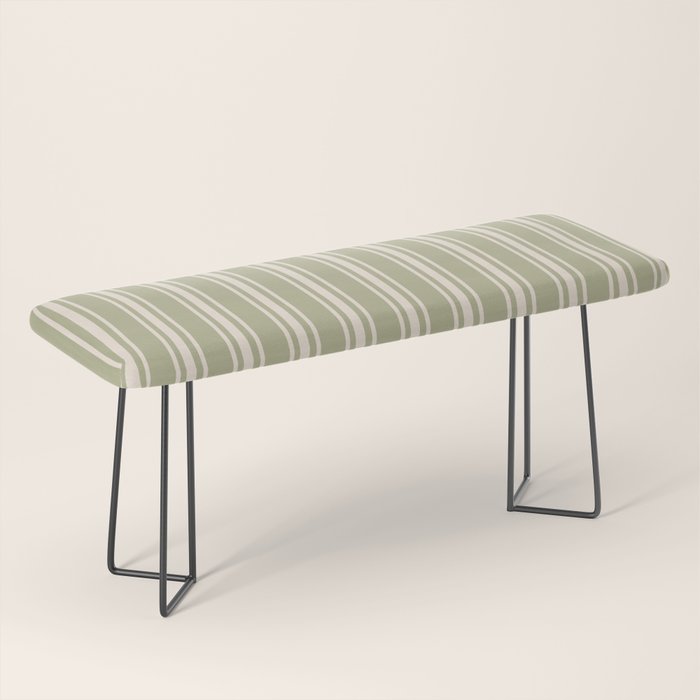 Mediterranean Ticking Stripe Sage Sand  Bench Gallery Image 1