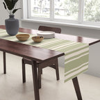 Mediterranean Ticking Stripe Sage Sand  Table Runner Gallery Image 2