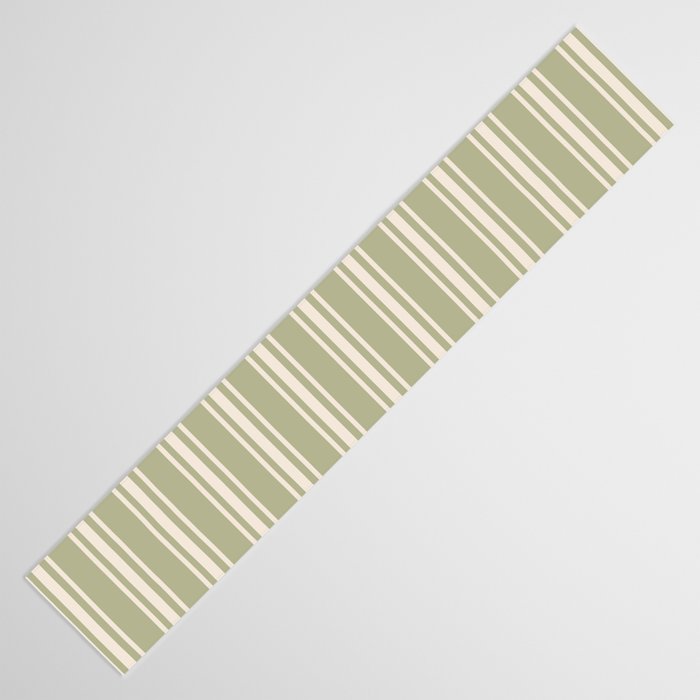 Mediterranean Ticking Stripe Sage Sand  Table Runner Gallery Image 3
