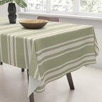 Mediterranean Ticking Stripe Sage Sand  Tablecloth Gallery Image 3