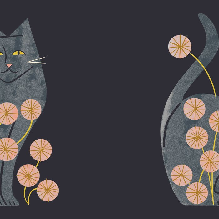 Gray Cat And Flowers Coffee Mug Gallery Image 2