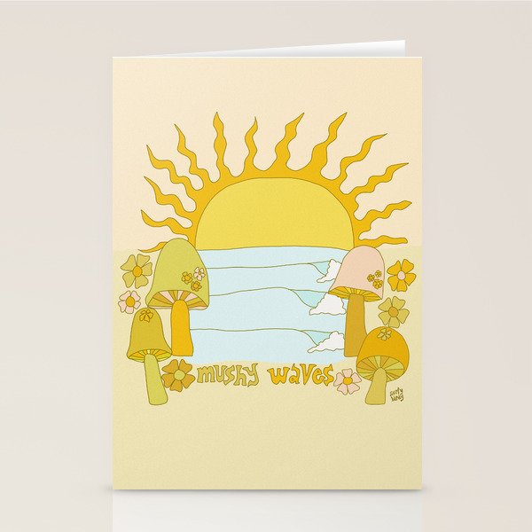mushy waves mushroom retro surf art by surfy birdy Stationery Card Gallery Image 2