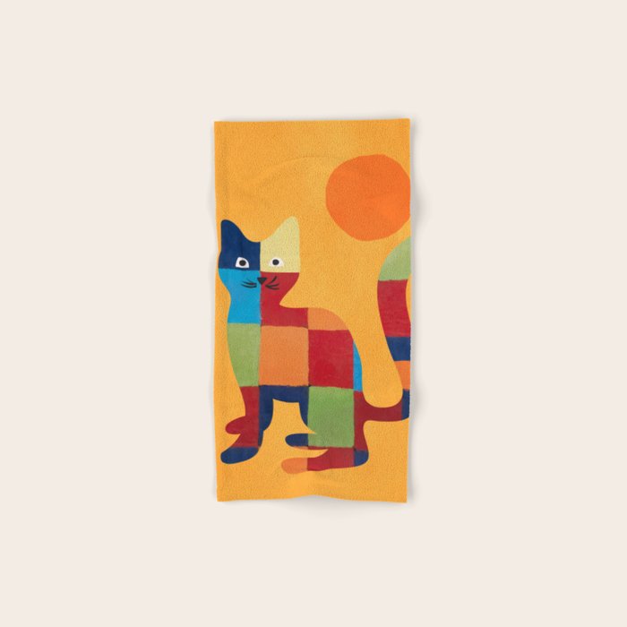 Squares Cat Bath Towel Gallery Image 1