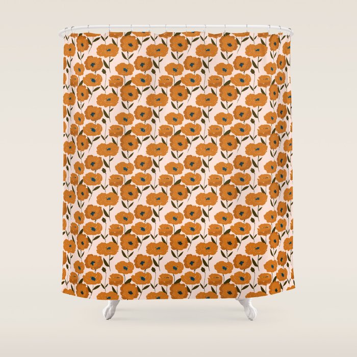 Boho Poppies Shower Curtain Gallery Image 1