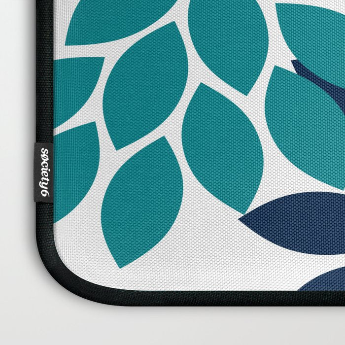 Bold Colorful Teal Green Navy Dahlia Flower Burst Petals Laptop Sleeve Gallery Image 3
