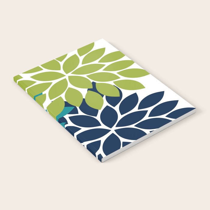 Bold Colorful Teal Green Navy Dahlia Flower Burst Petals Notebook Gallery Image 2