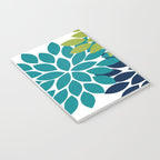 Bold Colorful Teal Green Navy Dahlia Flower Burst Petals Notebook Gallery Image 3