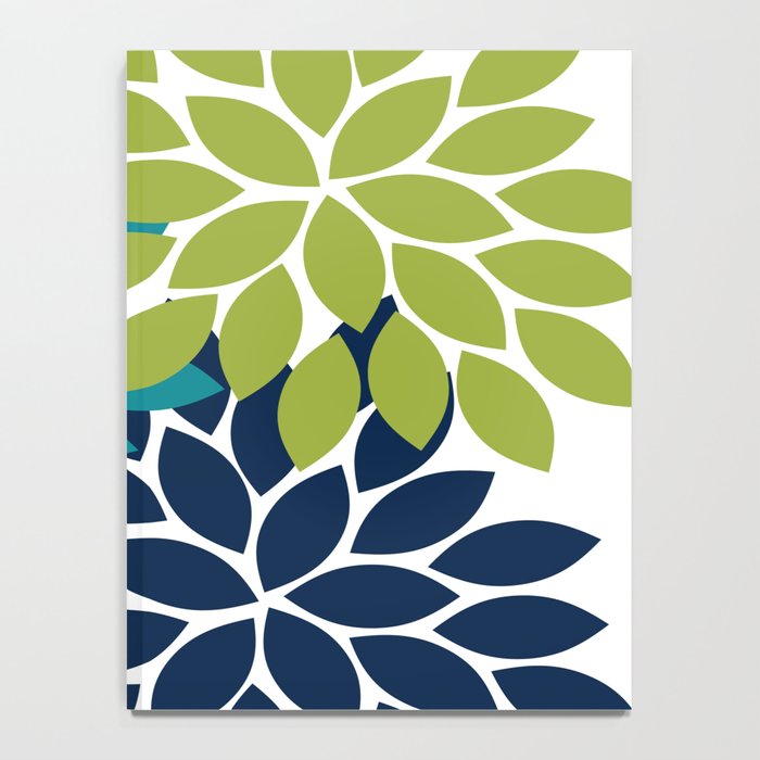 Bold Colorful Teal Green Navy Dahlia Flower Burst Petals Notebook Gallery Image 4