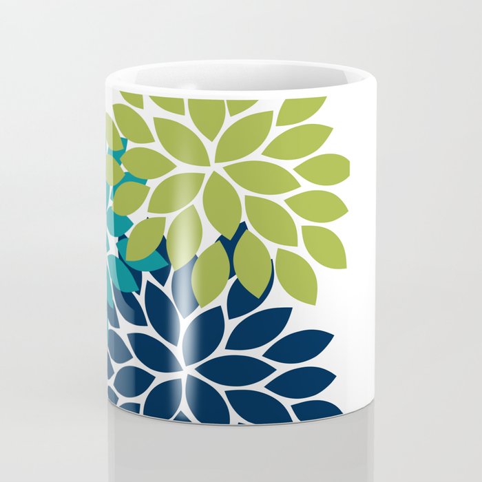 Bold Colorful Teal Green Navy Dahlia Flower Burst Petals Coffee Mug Gallery Image 4