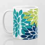 Bold Colorful Teal Green Navy Dahlia Flower Burst Petals Coffee Mug Gallery Image 3