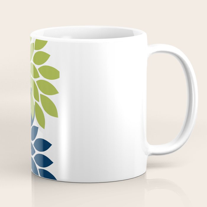 Bold Colorful Teal Green Navy Dahlia Flower Burst Petals Coffee Mug Gallery Image 1