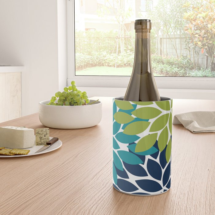 Bold Colorful Teal Green Navy Dahlia Flower Burst Petals Wine Chiller Gallery Image 4