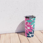 Bold Colorful Hot Pink Turquoise Navy Dahlia Flower Burst Petals Travel Mug Gallery Image 4
