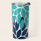 Bold Colorful Hot Pink Turquoise Navy Dahlia Flower Burst Petals Travel Mug Gallery Image 2