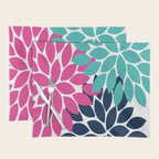 Bold Colorful Hot Pink Turquoise Navy Dahlia Flower Burst Petals Placemat Gallery Image 1